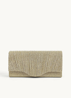 front Shimmer Pleated Flap Clutch