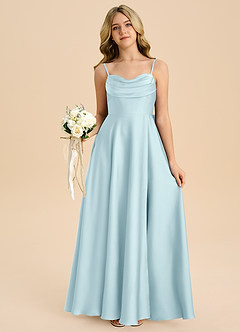Azazie Bear Junior Cloud Blue A-Line Sweetheart Neckline Stretch Satin Dress image7