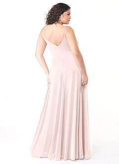 Azazie Evalin Bridesmaid Dresses Blushing Pink A-Line V-Neck Pleated Mesh Dress image8