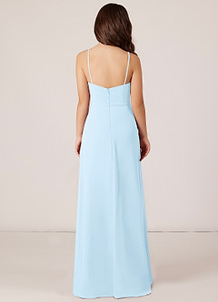 Azazie Kaylee Junior Sky Blue A-Line with Belt Chiffon Dress image2