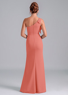 Azazie Rinna Bridesmaid Dresses Salmon Pink Mermaid One Shoulder Chiffon Dress image2