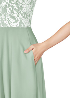 Azazie Kate Final Sale Agave A-Line Lace Chiffon Dress image11