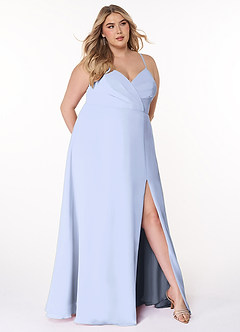 Azazie Everleigh Robes de demoiselle d'honneur Robe Trapèze en Mousseline de soie Plissé en cœur Eis image8