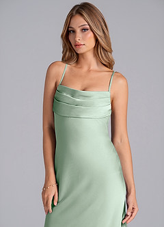 Azazie Seema Bridesmaid Dresses Agave Mermaid Corset Stretch Satin Dress image2