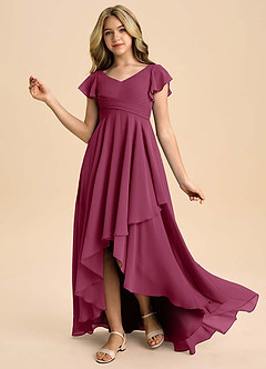 Azazie Caria Junior Mulberry A-Line Pleated Chiffon Dress image1