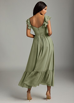 Azazie Anaya Bridesmaid Dresses Pistachio A-Line Pleated Chiffon Dress image5