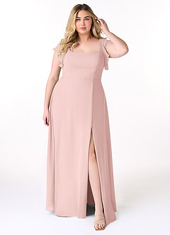 Azazie Bondi Bridesmaid Dresses Powder Pink A-Line Ruffled Chiffon Dress image7