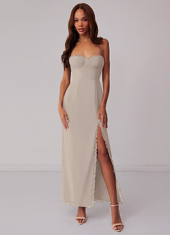 Barbie ♥ Azazie Vestidos de damas de honor Vestido de Escarcha de Gasa de Corte Recto con Corsé image1