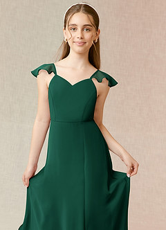 Azazie Everett Junior Emerald A-Line Chiffon Dress image5
