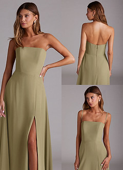 Azazie Wren Bridesmaid Dresses Moss Green A-Line Side Slit Chiffon Convertible Dress image9