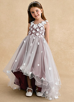 Azazie Celia Flower Girl Dresses Desert Rose A-Line Lace Tulle Dress image6