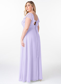 Azazie Syenna Robes de demoiselle d'honneur Robe Trapèze en Mousseline de soie Rayé Lilas image9