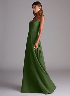 Azazie Marley Bridesmaid Dresses Olive A-Line Off the Shoulder Chiffon Convertible Dress image6