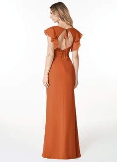 Azazie Val Final Sale Cinnamon Mermaid V-Neck Keyhole Chiffon Dress image2