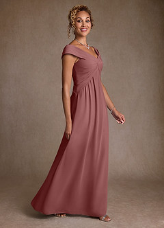 Azazie Myrtle Mother of the Bride Dresses Desert Rose A-Line Pleated Chiffon Dress image3