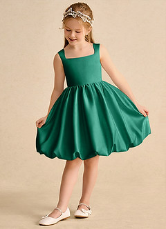 Azazie Nirvana Flower Girl Klänningar Klä Balklänning i Matt satäng Rynkad image3