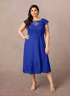Azazie Terrano Mother of the Bride Dresses Royal Blue A-Line Scoop Lace Dress image6