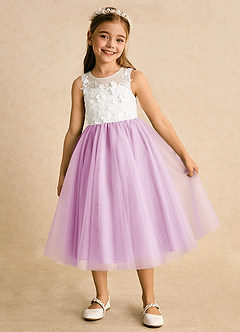 Azazie Lina vestidos de niña de las flores Vestido de Marfil Rosa Caramelo de Encaje de Princesa image2