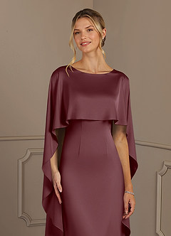 Azazie Eli Mother of the Bride Dresses Sangria Sheath Boatneck Stretch Satin Dress image5