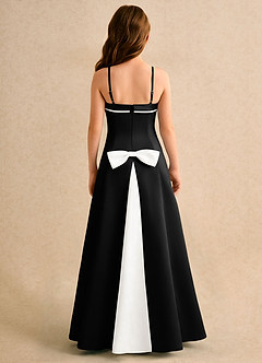 Azazie Izel Junior Formal Flower Girl Dresses Ivory Black A-Line Pleated Matte Satin Dress image7