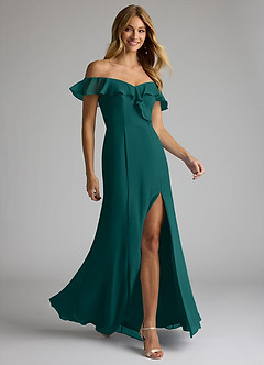 Azazie Sophie Bridesmaid Dresses Peacock A-Line Off the Shoulder Chiffon Convertible Dress image3