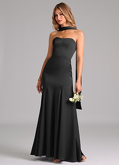 Azazie Shiloh Bridesmaid Dresses Black Mermaid Strapless Stretch Satin Convertible Dress image6