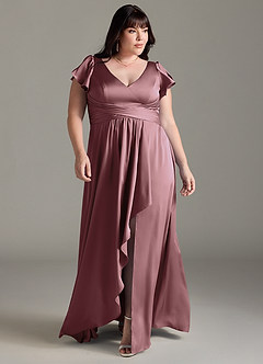 Azazie Omari Bridesmaid Dresses Vintage Mauve A-Line Stretch Satin Dress image7