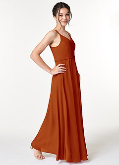 Azazie Janine Junior Paprika A-Line Chiffon Dress image3