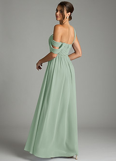 Azazie Kassandra Bridesmaid Dresses Agave A-Line Off the Shoulder Chiffon Dress image6
