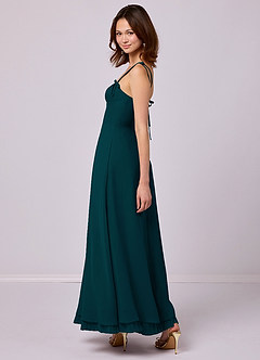 Barbie ♥ Azazie Final Sale Pine A-Line Pleated Chiffon Dress image5