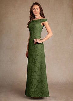 Azazie Moore 신부의 어머니 드레스 A라인 보트넥 플로럴 번아웃 플로어 길이 드레스 image4