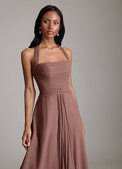 Azazie Clarisa Vestidos de damas de honor Vestido de Expresado de Gasa de Corte en A con Plisado image3