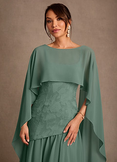 Azazie Flossie Mère de la mariée Robes Robe Trapèze en Mousseline de soie Plissée Eucalyptus image6
