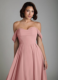 Azazie Loisa Bridesmaid Dresses Dusty Rose A-Line Corset Chiffon Convertible Dress image5
