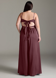 Azazie Zeya Bridesmaid Dresses Sangria A-Line Pleated Stretch Satin Dress image10