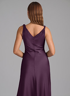 Azazie Nerine Brautjungfernkleider A-Linie Plissee Stretch-Satin Kleid Pflaume image2