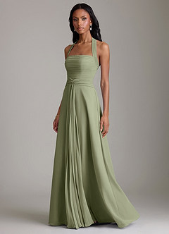 Azazie Clarisa Bridesmaid Dresses Pistachio A-Line Pleated Chiffon Dress image6