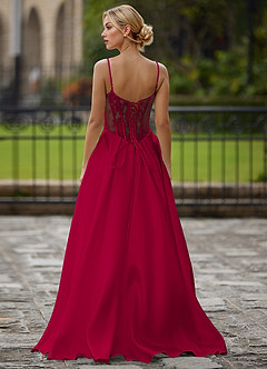 Nimbus Burgundy Cutout Corset Satin Prom Dress image2