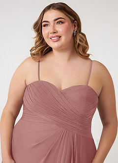 Azazie Arabella Allure Robes de demoiselle d'honneur Robe Trapèze Convertible en Mousseline de soie Encolure en Forme de Cœur Rose Poussiéreuse image18