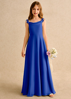 Azazie Puppy Girls Formal Flower Girl Dresses Royal Blue A-Line Pleated Chiffon Dress image5