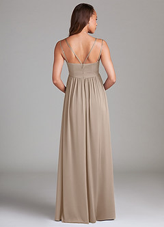 Azazie Emree Maternity Bridesmaid Dresses A-Line Stretch Satin Floor-Length Dress with Pockets image2