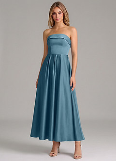 Azazie Lucienne Brudtärnklänningar Klä av A-Linje i Stretch Satin Plisserad Bermuda image1