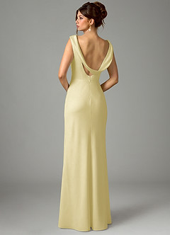 Azazie Kieryn Bridesmaid Dresses Lemon Sorbet Mermaid Pleated Stretch Satin Dress image6