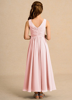 Azazie Ducky Junior Formal Blumenmädchenkleider A-Linie Plissee Chiffon Kleid Zartrosa image2