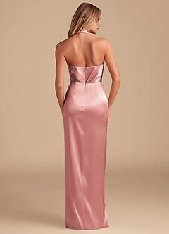 Azazie Zaya Robes de demoiselle d'honneur Robe Fourreau en Satiné métallisé Plissée Rose Poussiéreuse image7