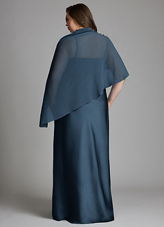 Azazie Jaleesa Bridesmaid Dresses Dark Navy Sheath High Neck Stretch Satin Dress image12