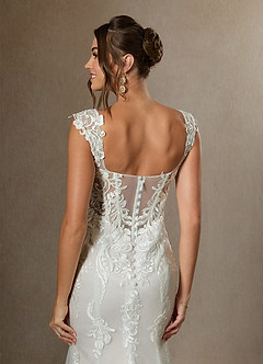 Azazie Roux Wedding Dresses Diamond White Mermaid Sequins Satin Dress image9