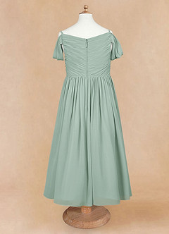 Azazie Chelle Final Sale Agave A-Line Pleated Chiffon Dress image8