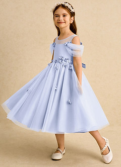 Azazie Juni Jurken voor bloemenmeisjes Baljurk Jurk van Tule Geplooid Lavendel image3