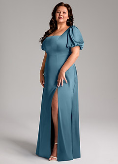 Azazie Fyona Bridesmaid Dresses Bermuda A-Line Pleated Stretch Satin Dress image10